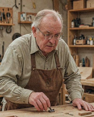 Stanley Hyer working in his woodshop